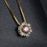 Silver Pink Crystal  Pendant Necklace