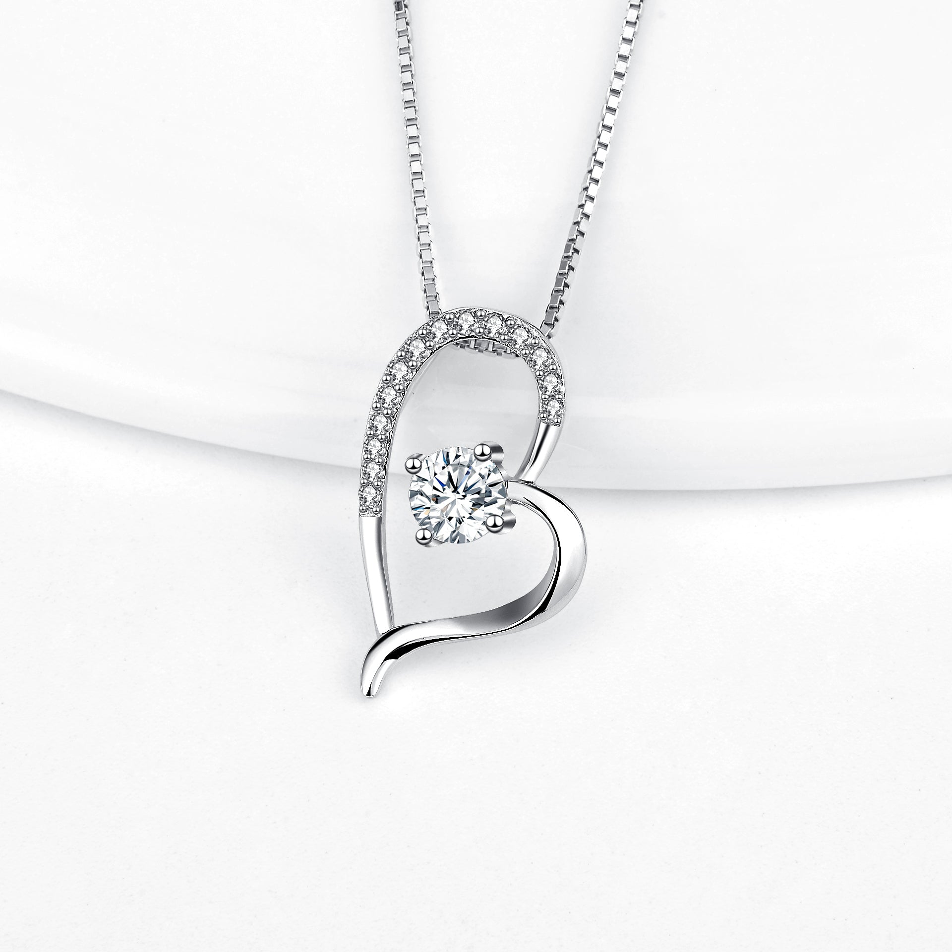AAA Cubic Zirconia Heart Necklace Fashion Solid 925 Sterling Silver Jewelry Producer,