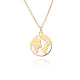 925 Sterling Silver Necklace Gold Pendant World Map