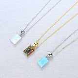 Square Opal Pendant S925 Sterling silver Female Necklace