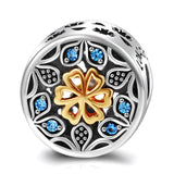 Round Beads 925 Sterling Silver Flower Shape With Colorful Zirconia Beads