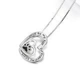 Once by my side forever in my heart engraved necklace double hearts paw necklace
