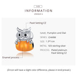 925 Sterling Silver Cute Owl and Pumpkin Beads Charm For DIY Bracelet  Fashion Jewelry For Anniversary