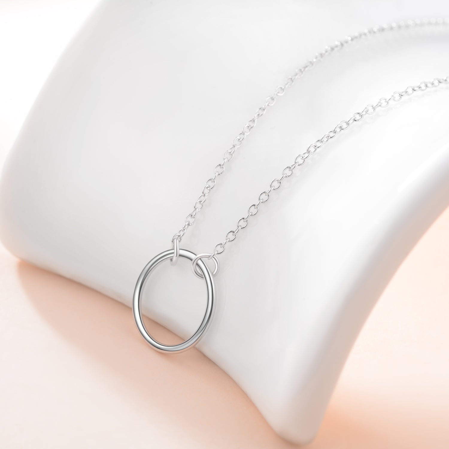 Simple Circle Necklace Women's Girls Custom Delicate Silver Necklace