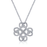 Four-leaf clover heart pendant S925 sterling silver Celtic knot clavicle necklace jewelry