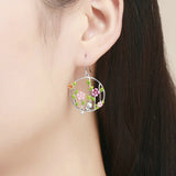 Genuine 925 Sterling Silver Blooming Forest Birds Secret Drop Earrings for Women Sterling Silver Earrings Jewelry