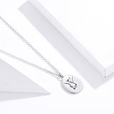 S925 Sterling Silver Holding Hands Pendant Necklace White Gold Plated Zircon Necklace
