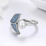  Silver Dolphin Tail Adjustable Finger Ring