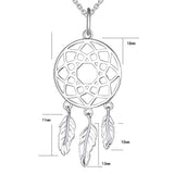925 Sterling Silver Feather Dreamcatcher Pendant Necklace