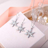 Women's Jewelry Sets 925 Sterling Silver Cubic Zirconia Snowflake Winter Party Necklace Earrings Set