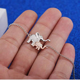 Mother and Daughter Elephant Bracelet 925 Sterling Silver Elephant Jewelry for Women