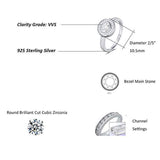 Wedding Engagement Promise Ring Rhodium Plated 925 Sterling Silver Round Halo Cubic Zirconia CZ Jewelry for Wife Lover Girlfriend