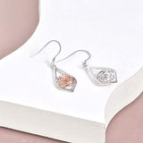 S925 Sterling Silver Dangle Drop Rose Earrings Jewelry Gifts for Women Girls Birthday