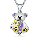 Cute Animal Crystal Bear Pendant Necklace