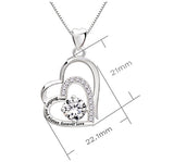 Sterling Silver Brother and Sister Forever Love Double Love Heart Cubic Zirconia Pendant Necklace