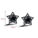 Sterling Silver Balinese Vintage Star Cubic Zirconia CZ Small Stud Earrings For Women