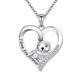 Sea Otter Heart Pendant Necklace 
