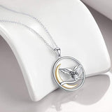 925 Sterling Silver Owl Moon Necklace for Women Jewelry Animal Gifts