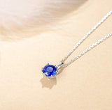 14K Solid White Gold Genuine Natural Tanzanite Solitaire Pendant Necklace December Birthstone Gemstone Fine Jewelry Gifts
