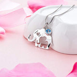 Mother's Birthday Gift Necklace S925 Sterling Silver elephants CZ Mom Necklace for Women