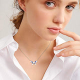 Blue Butterfly Necklace for Women 925 Sterling Silver Opal Pendant Necklace