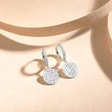 White Gold Plated 925 Sterling Silver CZ Cubic Zirconia Round Circle Dangle Drop Small Hoop Earrings For Women Girls