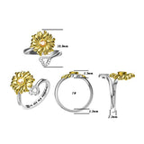 Sunflower Ring - S925 Sterling Silver Sunflower Ring  For Women Girls You Are My Sunshine I Love You