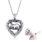 Silver Sloth Photo Locket Heart Pendants Necklace 