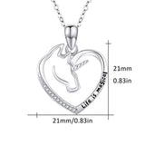 Animal Necklace 925 Sterling Silver unicorn Animal Jewelry Heart Pendant Necklace for Women/Girlfriend Teens Gift