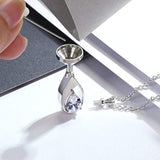 925 Sterling Silver Cremation Jewelry Memorial CZ Teardrop Ashes Keepsake Urns Pendant Necklace for Mothers Day Jewelry Gifts