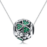 S925 Sterling Silver Oxidized Zirconia Clover Charms