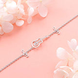 S925 Sterling Silver Guitar Music Themed Music Clef Bracelet Musical Jewelry for Women