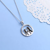 925 Sterling Silver Penguin Round Pendant Necklace for Women
