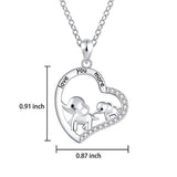 925 Sterling Silver Mother Daughter Jewelry Elephant Heart Pendant Necklace love you more for Women Girls