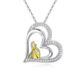 Silver Cubic Zirconia Love Heart Necklace 
