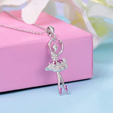 Silver Dancing Ballerina Necklace Recital Dancer Gift Ballet Pendant Necklace for Girls Women