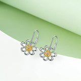 Daisy Earrings Sterling Silver Gold Plated Filigree Flower Leverback Dangle Earrings for Women Girls