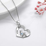 S925 Sterling Silver I Love You Mom Heart Cat Pendant Necklace Jewelry Gift for Mother's Birthday