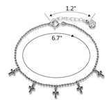 925 Sterling Silver Cross Charm Bracelet Setting Cubic Zirconia CZ Jewelry For Women