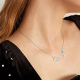 Turtle Necklace  925 Sterling Silver Blue Opal Heart Sea Turtle Pendant Infinity Necklace for Women