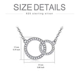 Sterling Silver Two Interlocking Infinity Circles Pendant Necklace Chain With Cubic Zirconia Double Rings Fashion Jewelry for Her