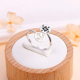 S925 Sterling Silver Compass Anchor Adjustable Ring Inspirational Gift for Women