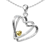 Silver double heart-shaped Necklace Pendants 