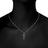 925 Sterling Silver Sideways Cross Faith Necklace for Women 18in Silver Chain and 2in Adjustable Extender