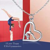 Silver Team USA Gymnastics Girl Fashion Jewelry Pendant Necklace