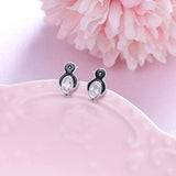 Sterling Silver Penguin Stud Earrings Animal Stud Earrings for Women Girlfriend Daughter Gift