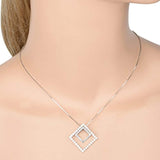 925 Sterling Silver Cubic Zirconia Fashion Rhombus Pendant Necklace Clear