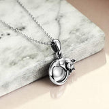 Cat Urn Necklace for Ashes Sterling Silver Animal Keepsake Pet Memorial Pendant Jewelry Gift for Women Men