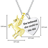 925 Sterling Silver Unicorn Pendant Necklace Love Inspirational Necklaces for Girls Women