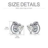 925 Sterling Silver Cute Sloth Animal Stud Earrings Crystals For Women